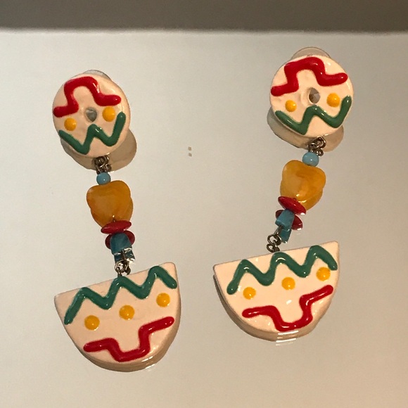 Vintage Ceramic Earrings - Picture 2 of 2